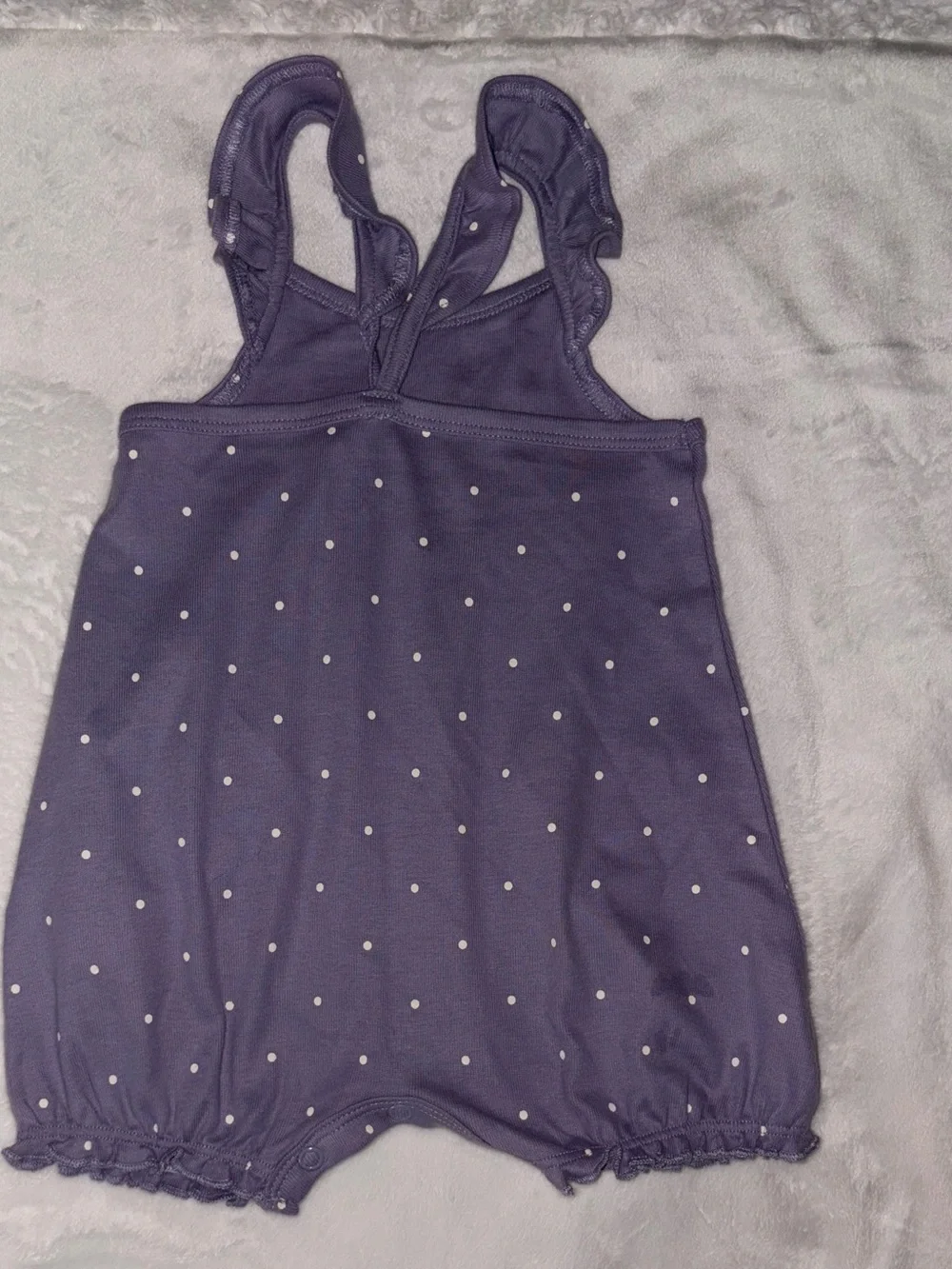 Purple Polka Dot Heart Pocket Romper - Baby